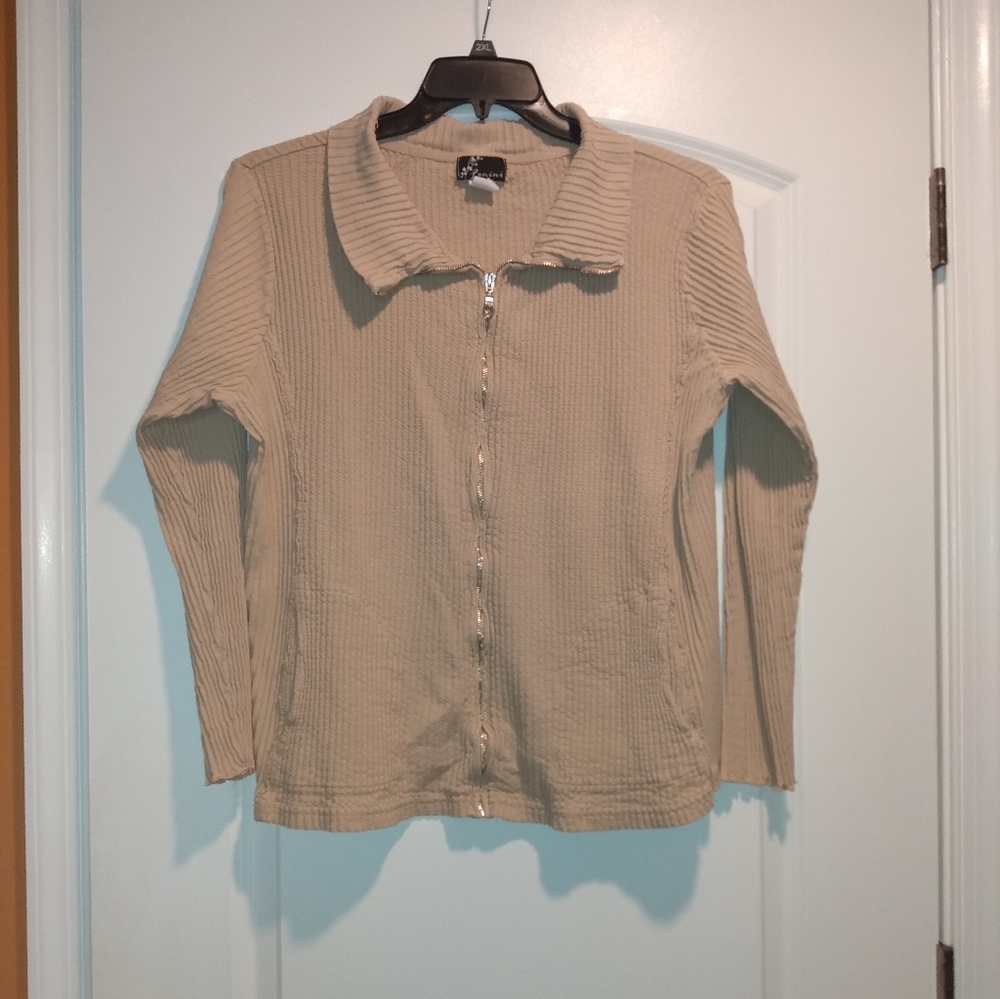 Textured Tan Zip Up Top